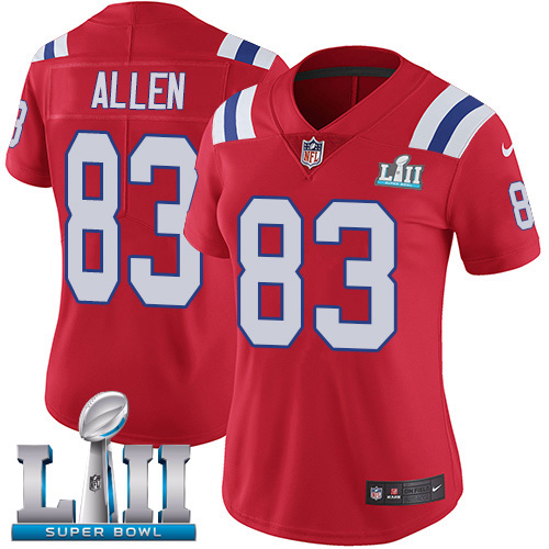 Nike Patriots #83 Dwayne Allen Red Alternate Super Bowl LII Women's Stitched NFL Vapor Untouchable Limited Jersey